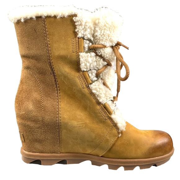 Sorel Women’s Joan Of Arctic Wedge II Brown Shearling Boots Size US 11 - Picture 4 of 10